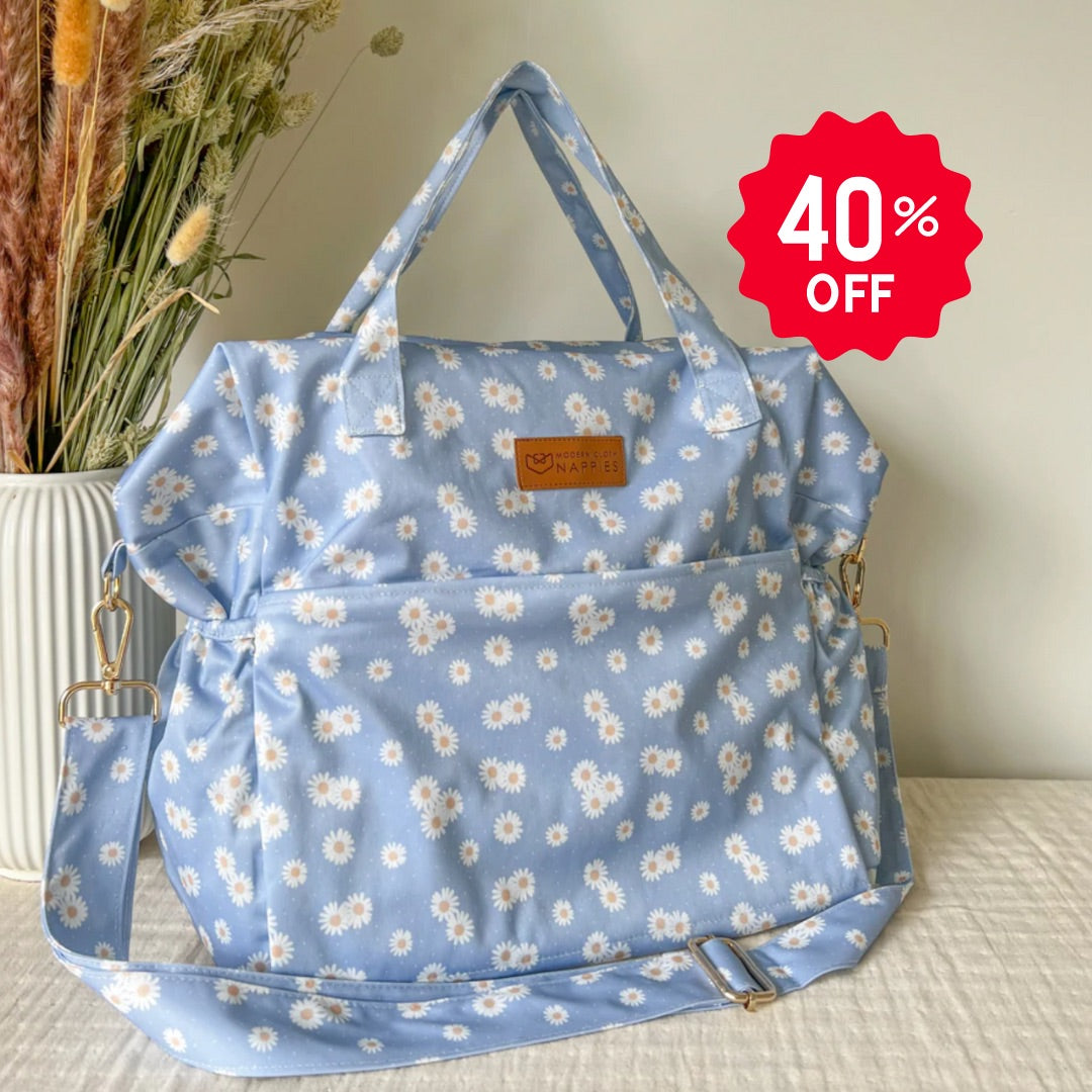 Ditsy daisy sky blue Skiptitaska