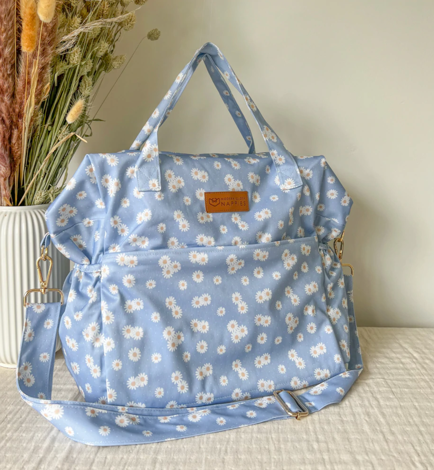 Ditsy daisy sky blue Skiptitaska